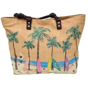 JUICY COUTURE Raffia Surfboard Tote Bag
